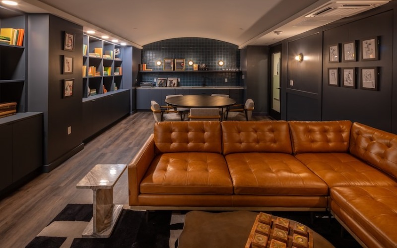 Whiskey lounge at The Frankie upscale apartments in Portland