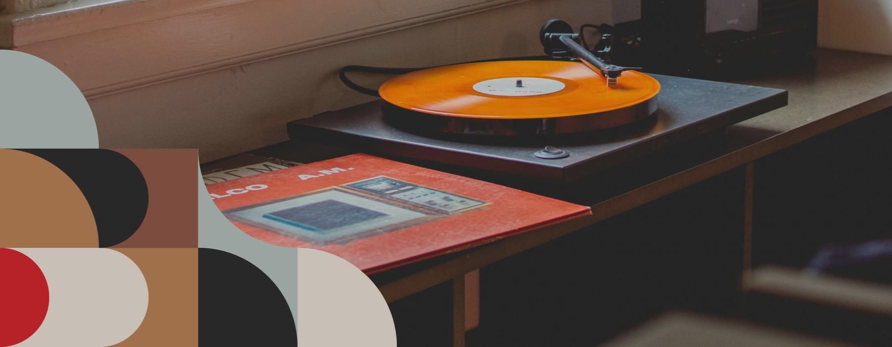 a record player on a table